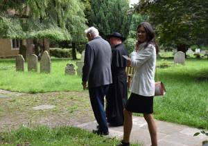 His Royal Highness the Duke of Gloucester with Fr Michael and Dr Nicola Stacey.